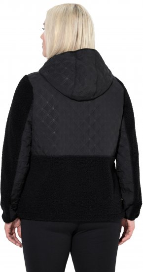 Ulla Popken Mixed Texture Hoodie Black - Sudaderas y hoodies - 