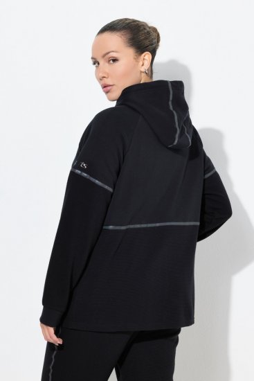 Ulla Popken Mix Fabric Reflective Trim Zip Hoodie Black - Sudaderas y hoodies - Sudaderas, Hoodies y Punto Cómodos