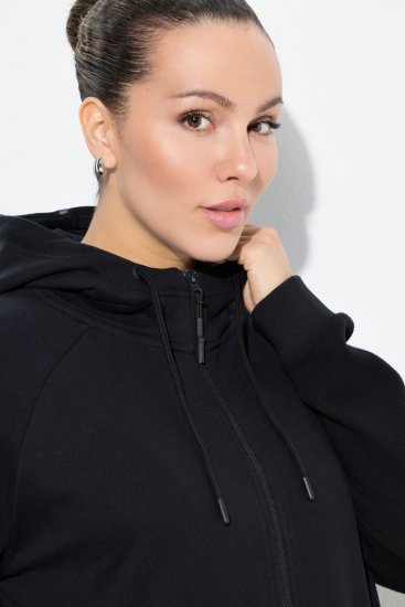 Ulla Popken Mix Fabric Reflective Trim Zip Hoodie Black - Sudaderas y hoodies - Sudaderas, Hoodies y Punto Cómodos