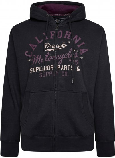 Kam Jeans 7085 California Zip Thru Hoodie Black - Sudaderas - Sudaderas 2XL-12XL