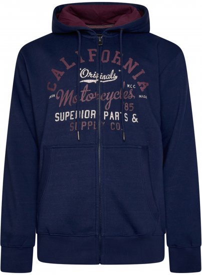 Kam Jeans 7085 Californai Zip Thru Hoodie Navy - Sudaderas - Sudaderas 2XL-12XL