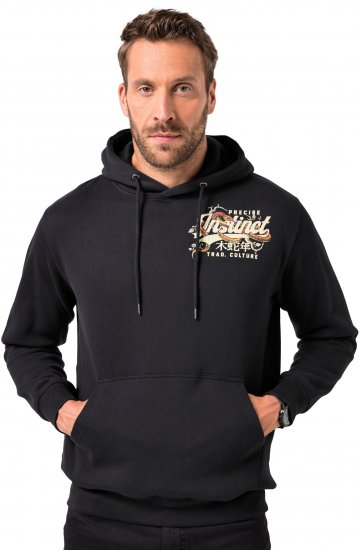 JP1880 Hoodie Breast Print Instinct Black - Sudaderas - Sudaderas 2XL-12XL