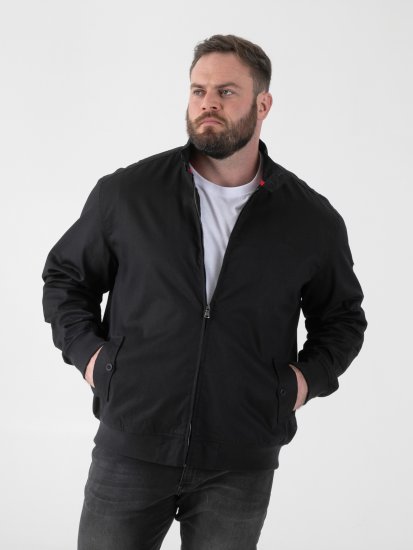 D555 Kent Elastic Rib Hem & Cuffs Harrington Jacket Black - Chaquetas - Chaquetas Tallas Grandes 2XL-8XL
