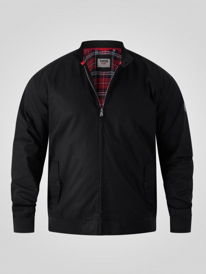 D555 Kent Elastic Rib Hem & Cuffs Harrington Jacket Black - Chaquetas - Chaquetas Tallas Grandes 2XL-8XL