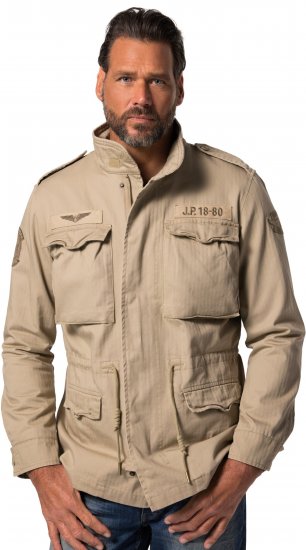 JP1880 Field Jacket with Badges Vintage Look Dark Beige - Chaquetas - Chaquetas Tallas Grandes 2XL-8XL