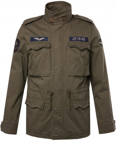 JP1880 Field Jacket with Badges Vintage Look Moss Green - Chaquetas - Chaquetas Tallas Grandes 2XL-8XL