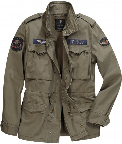 JP1880 Field Jacket with Badges Vintage Look Moss Green - Chaquetas - Chaquetas Tallas Grandes 2XL-8XL