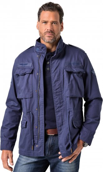 JP1880 Field Jacket with Badges Vintage Look Light Azure Blue - Chaquetas - Chaquetas Tallas Grandes 2XL-8XL
