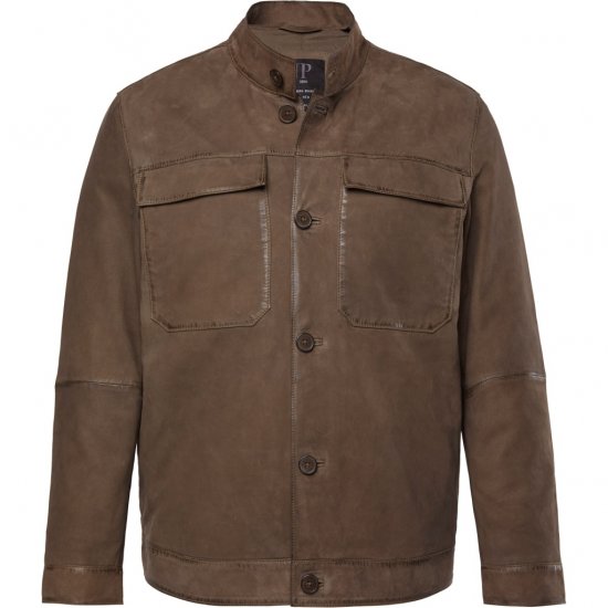 JP1880 Leather Jacket Lambskin Suede Brown - Chaquetas - Chaquetas Tallas Grandes 2XL-8XL