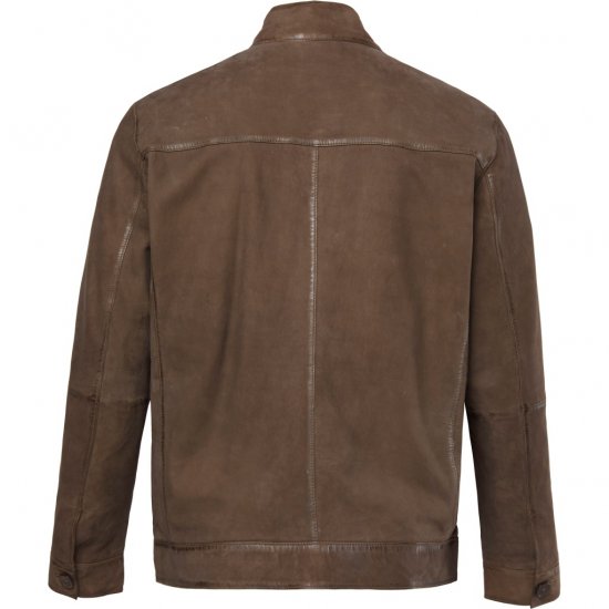 JP1880 Leather Jacket Lambskin Suede Brown - Chaquetas - Chaquetas Tallas Grandes 2XL-8XL