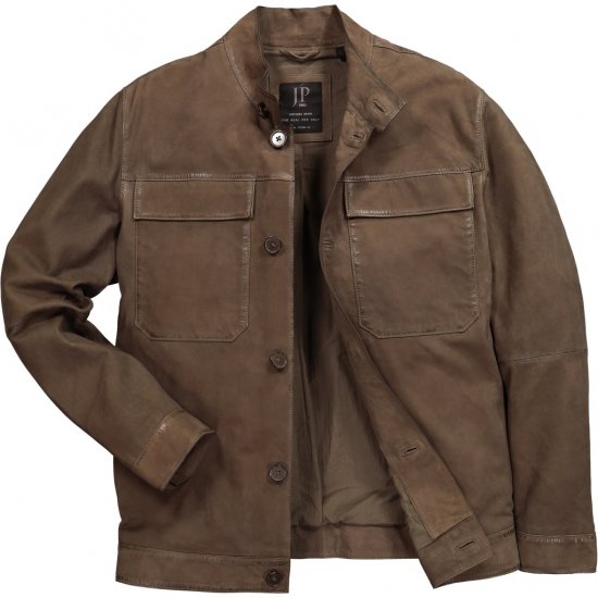 JP1880 Leather Jacket Lambskin Suede Brown - Chaquetas - Chaquetas Tallas Grandes 2XL-8XL