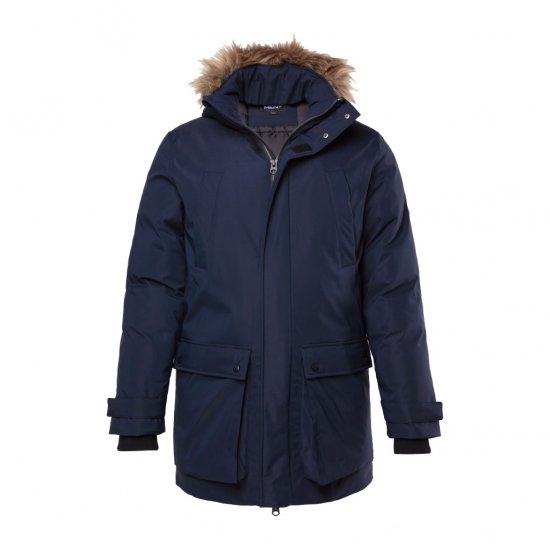 Men Plus Parka With Fur Hood Navy - Chaquetas - Chaquetas Tallas Grandes 2XL-8XL