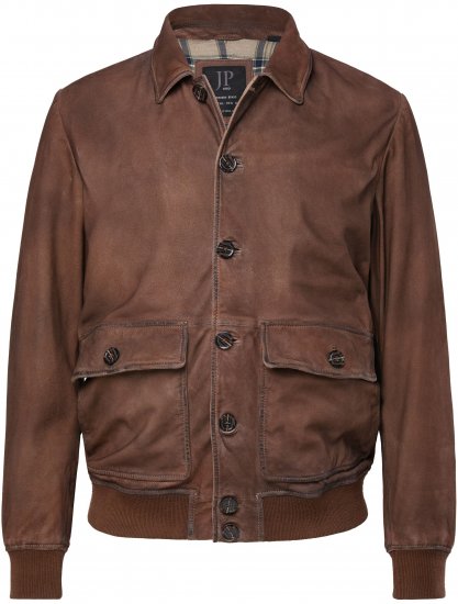 JP1880 Finest Goat Suede Leather Blouson Tobacco Brown - Chaquetas - Chaquetas Tallas Grandes 2XL-8XL