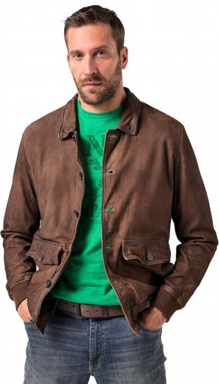 JP1880 Finest Goat Suede Leather Blouson Tobacco Brown - Chaquetas - Chaquetas Tallas Grandes 2XL-8XL
