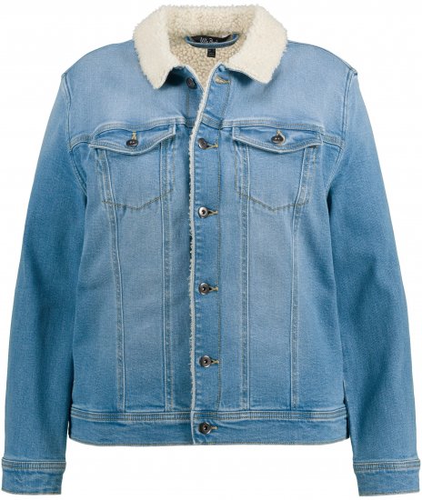 Ulla Popken Teddy Fleece Lined Denim Jacket Blue Denim - Chaquetas - 