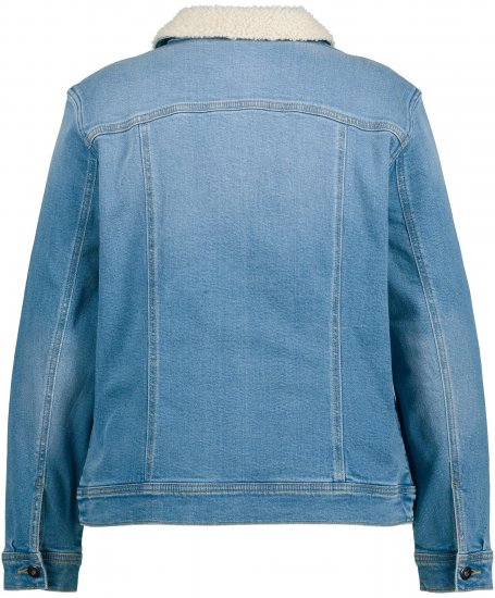 Ulla Popken Teddy Fleece Lined Denim Jacket Blue Denim - Chaquetas - 
