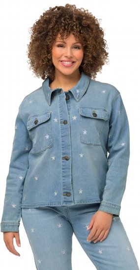 Ulla Popken Embroidered Denim Jacket Light Blue - Chaquetas - 