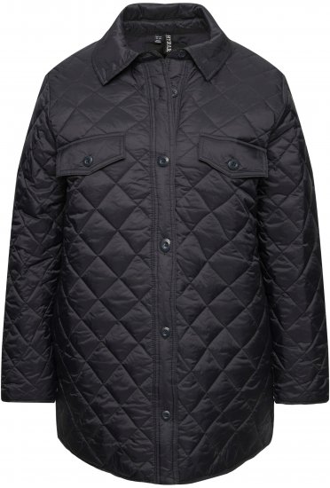 Ulla Popken Quilted Water Repellent Shirt Jacket Black - Chaquetas - 