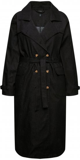 Ulla Popken Denim Acid Wash Trench Coat Black - Chaquetas - 