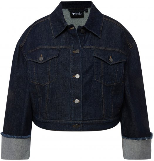 Ulla Popken Stretch Fit Cropped Denim Jacket Rinsed Wash - Chaquetas - 