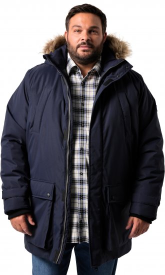 Men Plus Parka With Fur Hood Navy - Chaquetas - Chaquetas Tallas Grandes 2XL-8XL