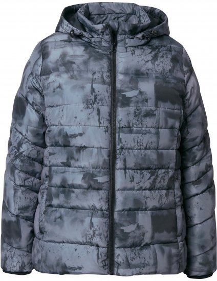 Ulla Popken HYPRAR Quilted Abstract Print Jacket Black - Chaquetas - 