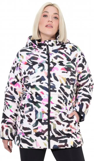 Ulla Popken HYPRAR Water-Repellent Allover Print Jacket Pale Beige - Chaquetas - 
