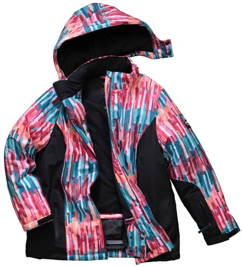 Ulla Popken HYPRAR Graphic Stripe Fully Lined Ski Jacket Teal - Chaquetas - 