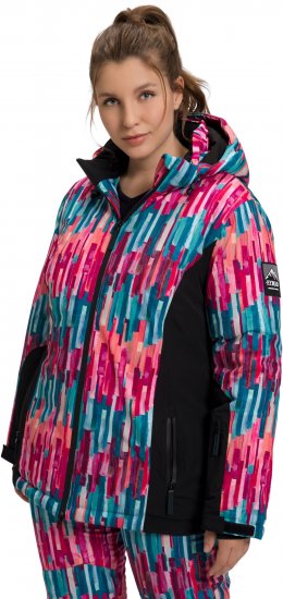 Ulla Popken HYPRAR Graphic Stripe Fully Lined Ski Jacket Teal - Chaquetas - 