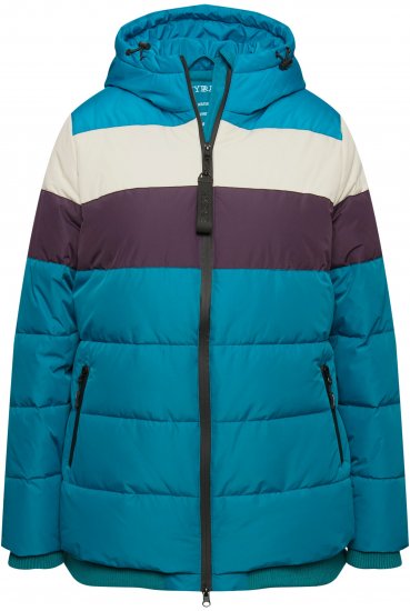 Ulla Popken HYPRAR Striped Triple Function Fully Lined Quilted Jacket Dark Petrol - Chaquetas - 
