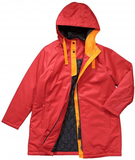 Ulla Popken HYPRAR Triple Function Contrast Trim Quilted Lining Jacket Salsa Red - Chaquetas - 