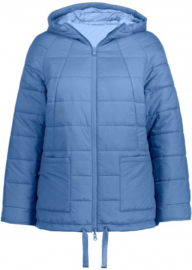 Ulla Popken Reversible Butterfly Print Fully Lined Quilted Jacket Blue Denim - Chaquetas - 