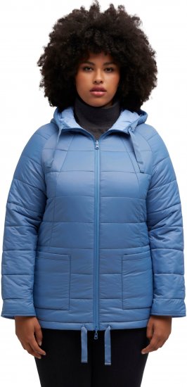 Ulla Popken Reversible Butterfly Print Fully Lined Quilted Jacket Blue Denim - Chaquetas - 