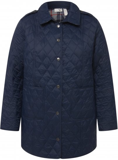 Ulla Popken Quilted Jacket with Plaid Lining Navy - Chaquetas - 