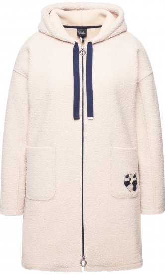 Ulla Popken Oversized Teddy Plush Heart Detail Jacket Pebble Grey - Chaquetas - 