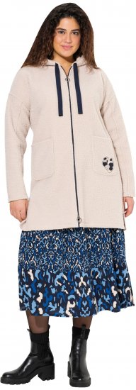 Ulla Popken Oversized Teddy Plush Heart Detail Jacket Pebble Grey - Chaquetas - 