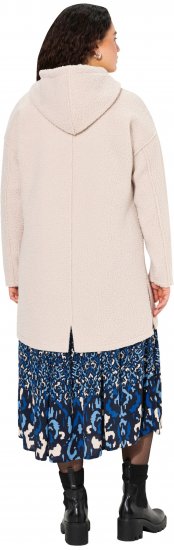 Ulla Popken Oversized Teddy Plush Heart Detail Jacket Pebble Grey - Chaquetas - 