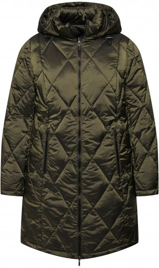 Ulla Popken HYPRAR Diamond Quilted Jacket Bottle Green - Chaquetas - 