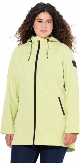 Ulla Popken Hyprar Soft Shell Water Repellent Hooded Jacket Lime Green - Chaquetas - 