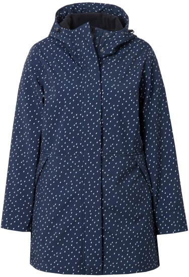 Ulla Popken Raindrop Print Longline Waterproof Jacket Navy - Chaquetas - 