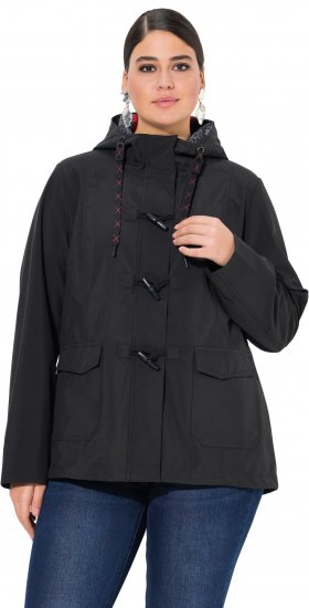 Ulla Popken HYPRAR Toggle Button Microfleece Lined Jacket Black - Chaquetas - 