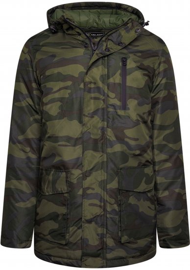 Kam Jeans KV143 Camo Print Hooded Coat Khaki - Chaquetas - Chaquetas Tallas Grandes 2XL-8XL