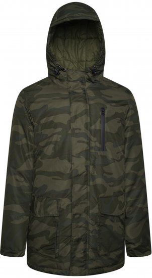 Kam Jeans KV143 Camo Print Hooded Coat Khaki - Chaquetas - Chaquetas Tallas Grandes 2XL-8XL