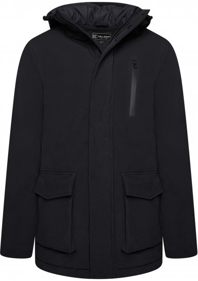 Kam Jeans KV144 Long Quilted Softshell Parka Black - Chaquetas - Chaquetas Tallas Grandes 2XL-8XL