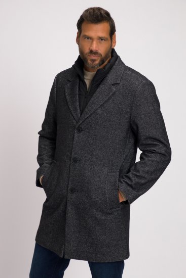 JP1880 Coat Wool Blend Quilted Insert Black - Chaquetas - Chaquetas Tallas Grandes 2XL-8XL