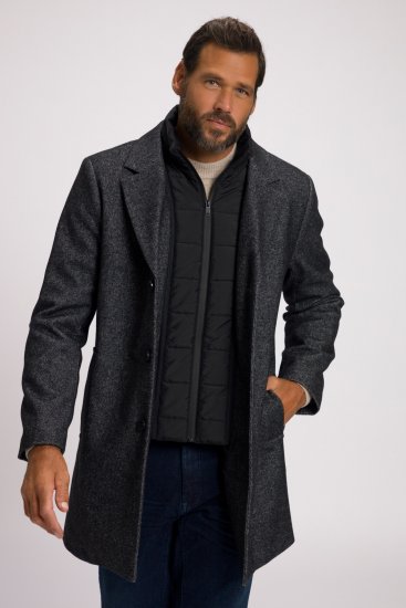 JP1880 Coat Wool Blend Quilted Insert Black - Chaquetas - Chaquetas Tallas Grandes 2XL-8XL
