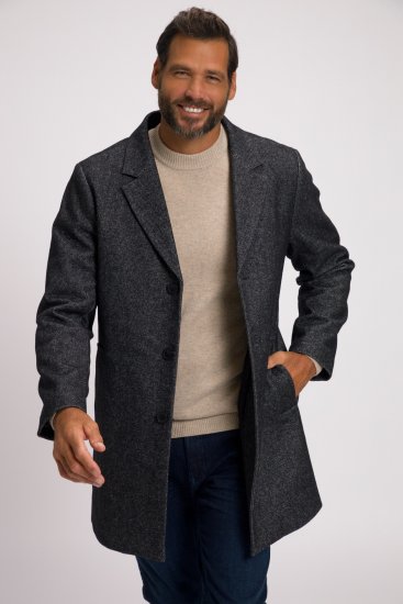 JP1880 Coat Wool Blend Quilted Insert Black - Chaquetas - Chaquetas Tallas Grandes 2XL-8XL
