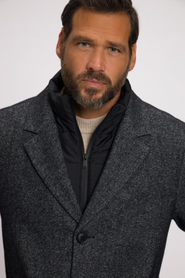 JP1880 Coat Wool Blend Quilted Insert Black - Chaquetas - Chaquetas Tallas Grandes 2XL-8XL