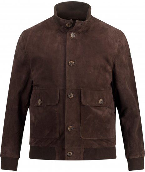 JP1880 Leather Jacket Goat Suede Espresso Brown - Chaquetas - Chaquetas Tallas Grandes 2XL-8XL