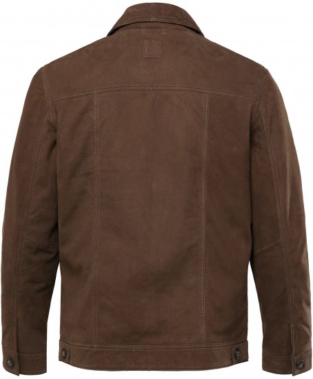 JP1880 Leather Jacket Nubuck Shirt Collar Brown - Chaquetas - Chaquetas Tallas Grandes 2XL-8XL